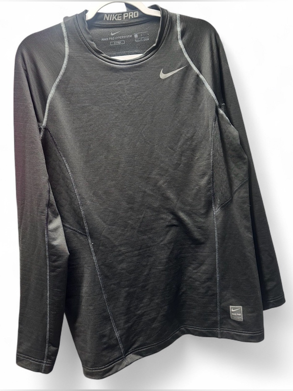Nike Long-Sleeve Performance Top in Black with Silver Swoosh